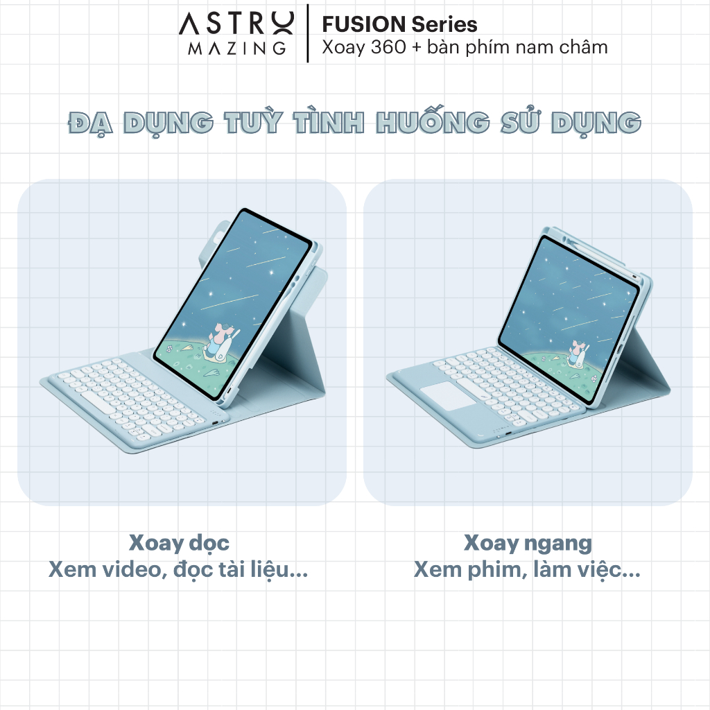 Ảnh Bao da bàn phím bluetooth xoay 360 AstroMazing có Trackpad dành cho iPad 2