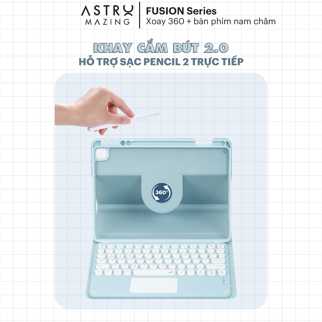 Ảnh Bao da bàn phím bluetooth xoay 360 AstroMazing có Trackpad dành cho iPad 4