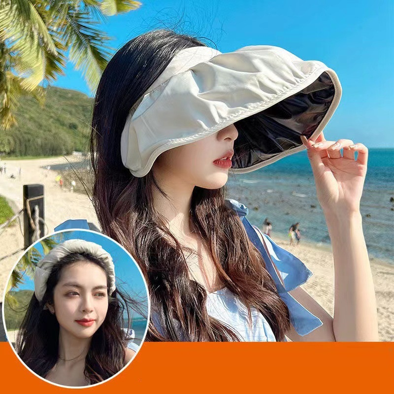 Nón Lưỡi Trai Hở Chóp Che Nắng Kèm Băng Đô Hình Vỏ Sò Cho Nữ