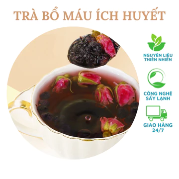 Trà bổ máu ích huyết lục vị (hắc kỷ tử, kỷ tử, dâu tằm, táo đỏ, nụ hồng, nụ nhài) bổ huyết tốt cho sức khỏe