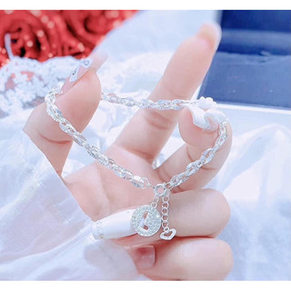 [Hộp Xinh]Lắc tay Bạc LoPa SK168,dáng xích phay mix chữ cái đính đá lấp lánh cho nữ,Bạc LoPa