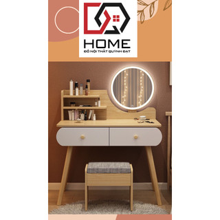Bàn trang điểm đèn LED DQ HOME có 2 ngăn tủ tiện ích kích thước 120x80x40