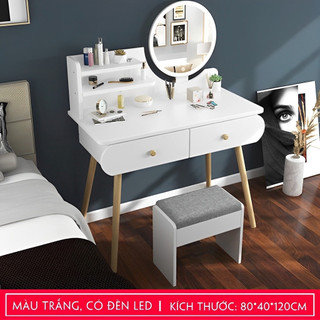 Bàn trang điểm đèn LED DQ HOME có 2 ngăn tủ tiện ích kích thước 120x80x40