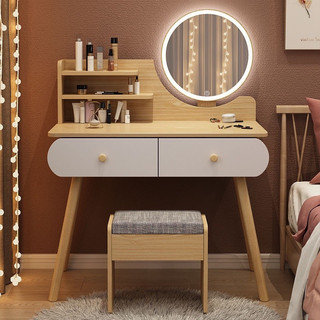 Bàn trang điểm đèn LED DQ HOME có 2 ngăn tủ tiện ích kích thước 120x80x40