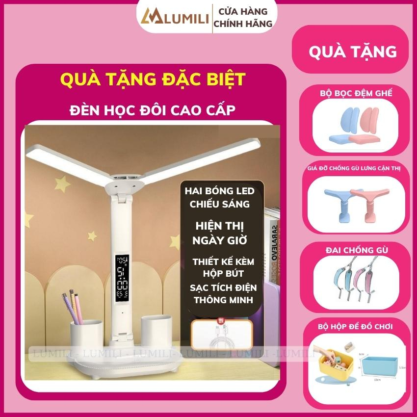 Bộ bàn học chống gù gỗ tự nhiên cao cấp Lumili S4 size lớn 100cm nâng hạ độ cao tay quay, điều chỉnh nghiêng dễ dàng