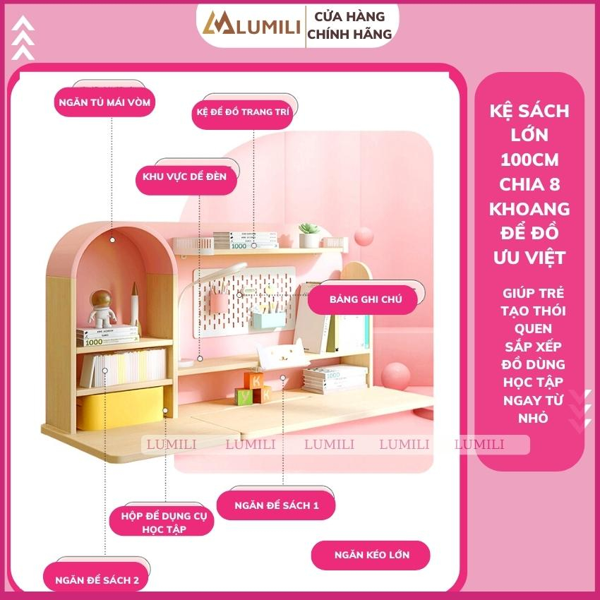 Bộ bàn học chống gù gỗ tự nhiên cao cấp Lumili S4 size lớn 100cm nâng hạ độ cao tay quay, điều chỉnh nghiêng dễ dàng