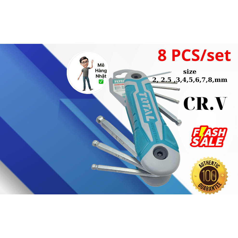 BỘ LỤC GIÁC XẾP ĐẦU BI 8 CHI TIẾT TOTAL THT1061836