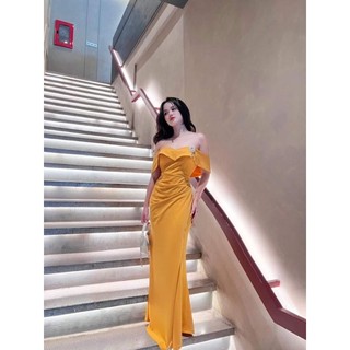 Đầm dạ hội bẹt vai cao cấp ko kèm tag cài áo-TKO TẶNG KÈM HOA TAI THỜI TRANG