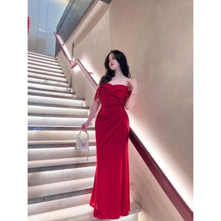 Đầm dạ hội bẹt vai cao cấp ko kèm tag cài áo-TKO TẶNG KÈM HOA TAI THỜI TRANG