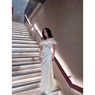 Đầm dạ hội bẹt vai cao cấp ko kèm tag cài áo-TKO TẶNG KÈM HOA TAI THỜI TRANG