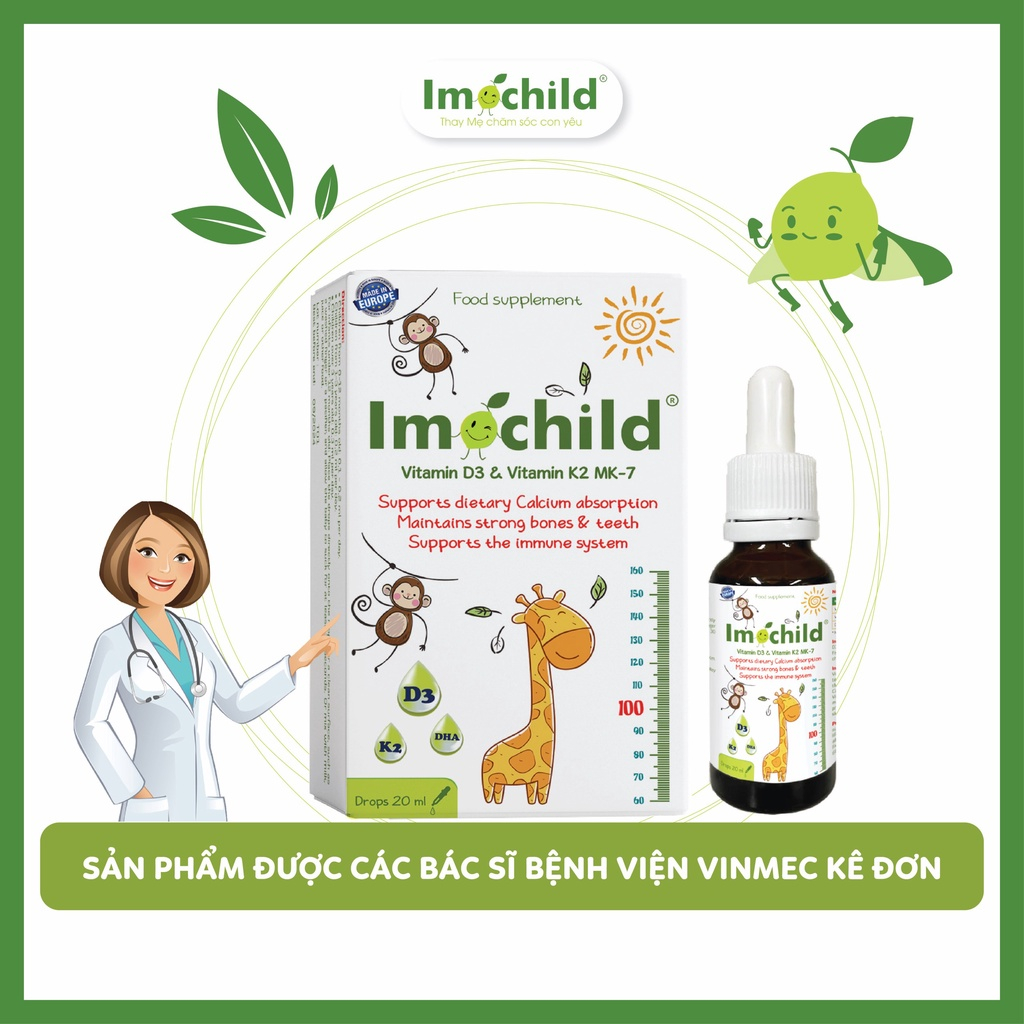 [✨TẶNGTỦĐỒSƠSINH] Bộ 3 Vitamin IMOCHILD D3 K2 MK7 DHA Cho Bé  Tăng Chiều Cao Cứng Xương Tăng Trí Não