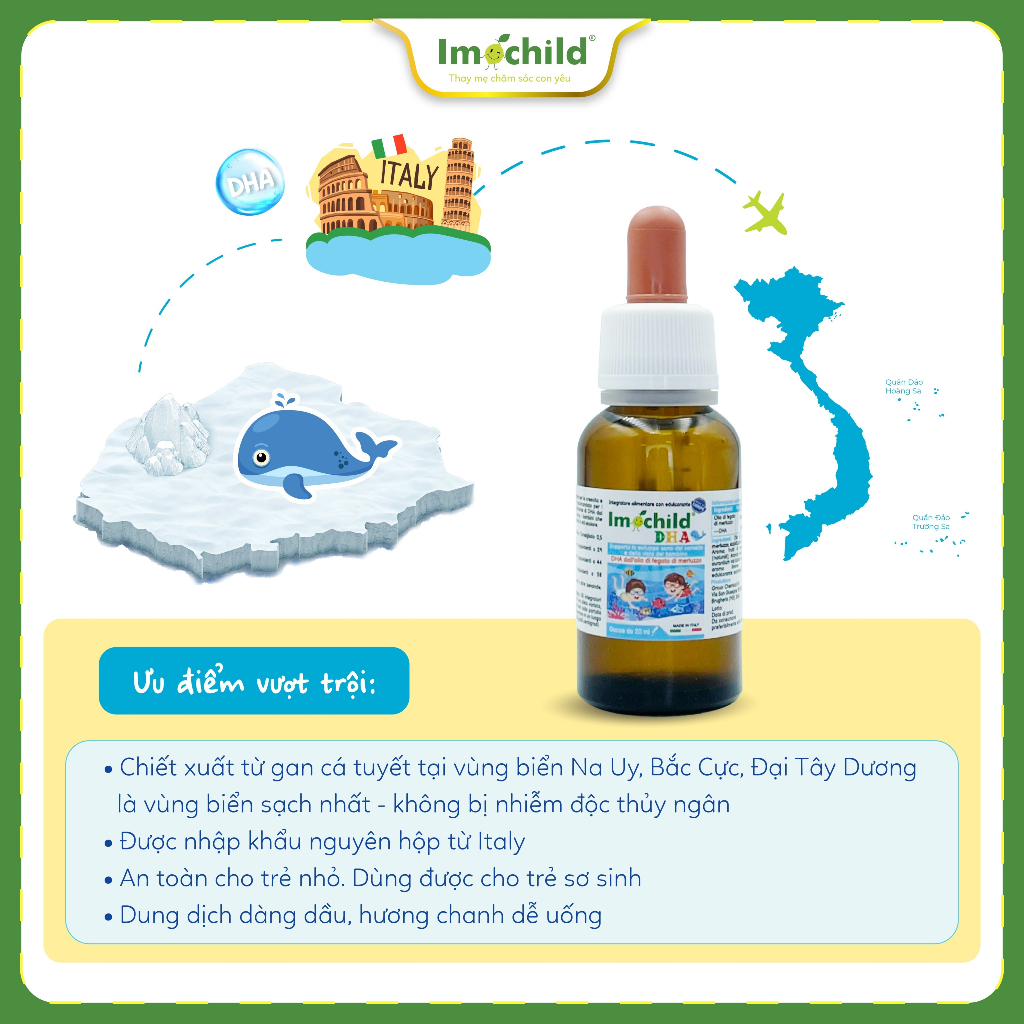 DHA Cá Tuyết Châu Âu IMOCHILD Bé Phát Triển Não Bộ, Tăng Cường IQ Nhận Thức Trí Nhớ, Bảo Vệ Thị Lực