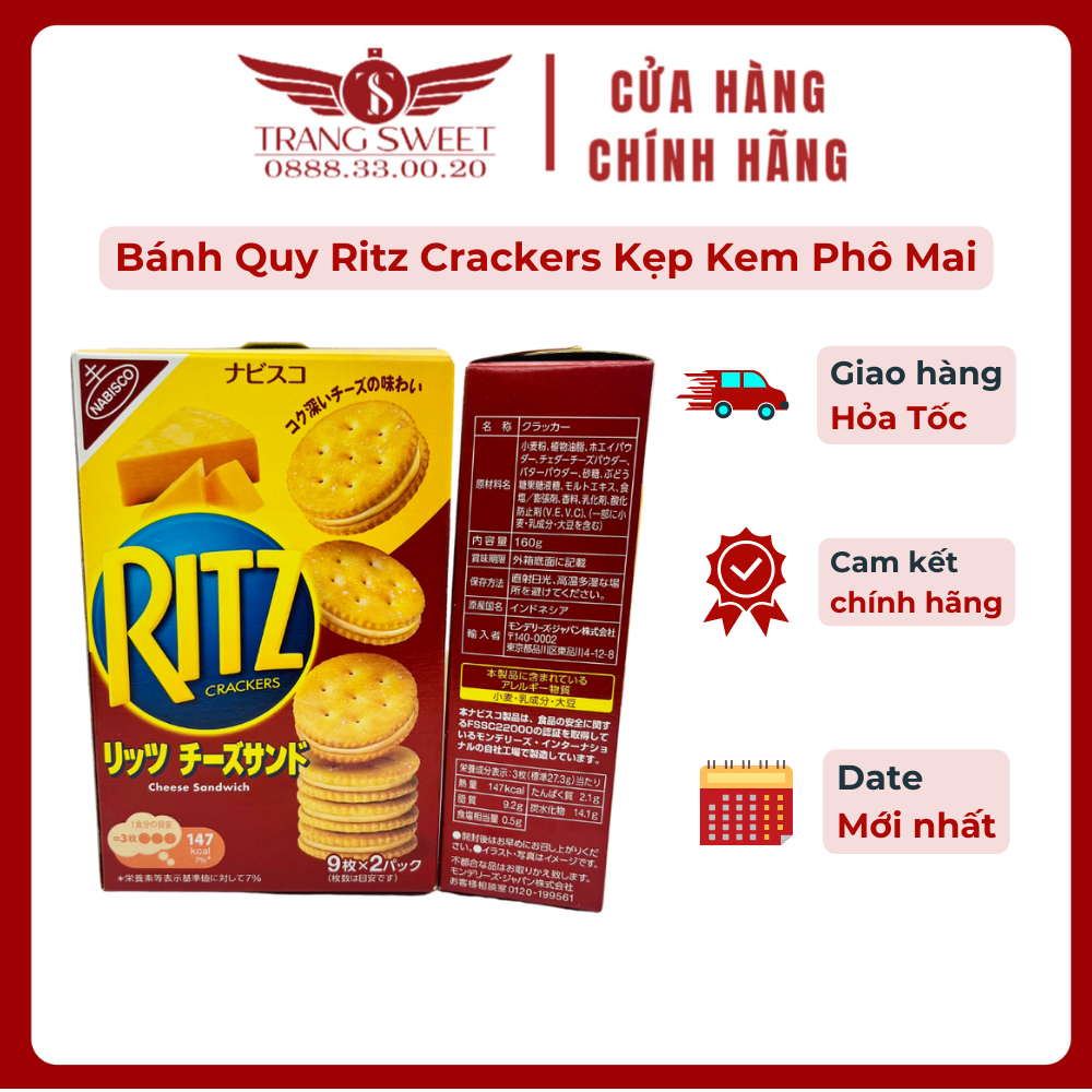 (Hỏa tốc - Phú Nhuận) Bánh Quy Ritz Crackers Kẹp Kem Phô Mai (Hộp 160g ...