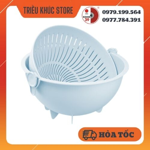 Rổ Nhựa inochi Bộ thau rổ yoko inochi xoay nhựa 28cm ghép thông minh an ...