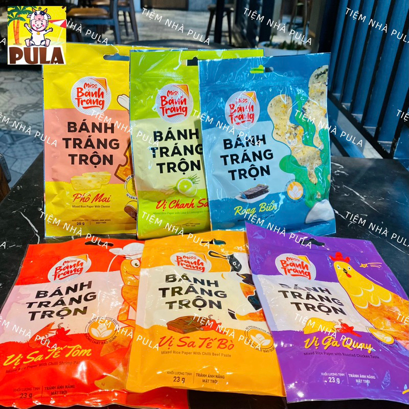9 vị | Bánh Tráng Miss Mini Tiệm nhà Pula | Bánh Tráng Trộn Gói 20-23 Gram  Đủ Vị | Ngon Dễ Nghiện