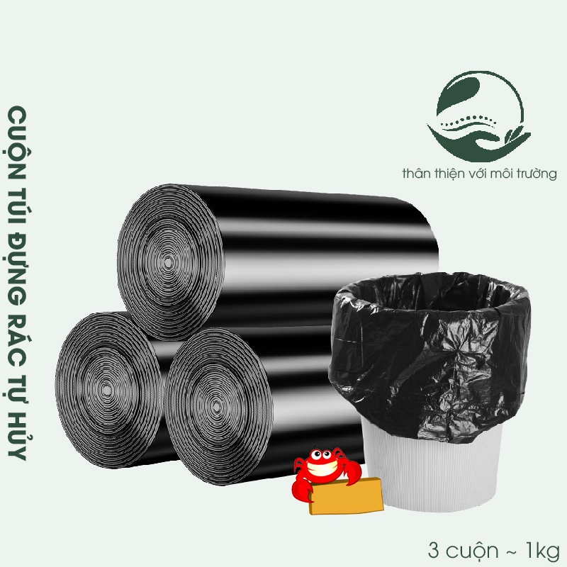 COMBO 3 CUỘN túi đựng rác, túi rác tự phân hủy bảo vệ môi trường ...