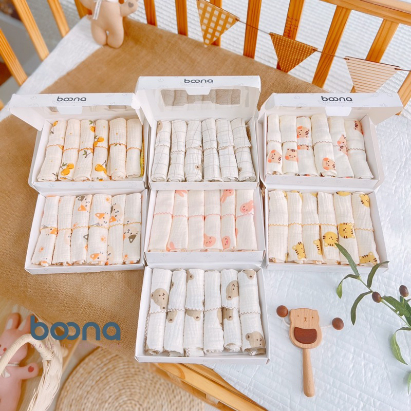 [SET 5C] Khăn Sữa - Khăn Xô Muslin Siêu Mềm, Mịn Rửa Mặt, Tắm Cho Bé Sơ Sinh