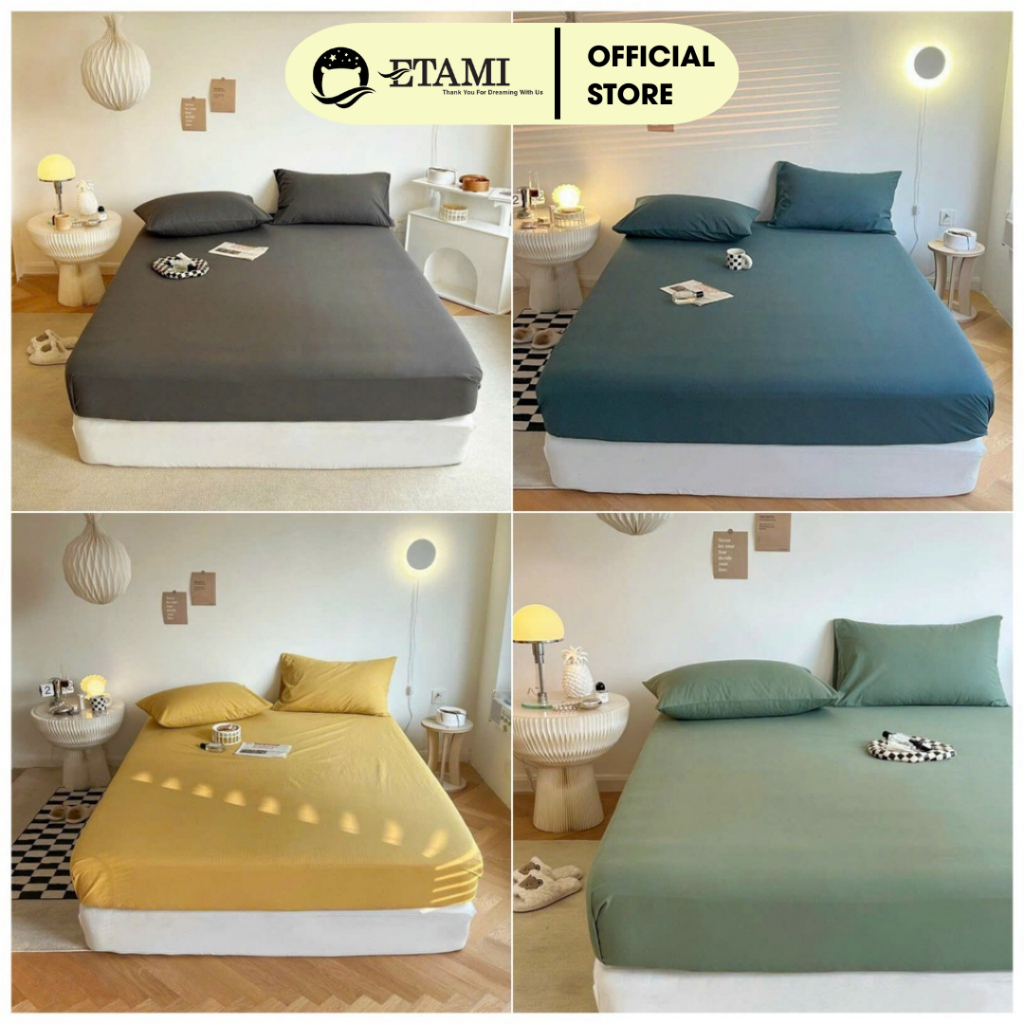 Ảnh Bộ ga gối cotton tici ETAMI nhiều màu basic miễn phí bo chun cho drap giường ga trải giường 3