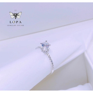 Nhẫn nữ bạc ta LoPa dáng cao cổ nhỏ xinh điệu đà