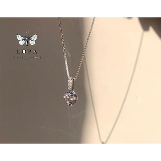 Dây chuyền SK39 nữ bạc ta LoPa dáng dây trơn mặt ổ đá hơi dài nhẹ nhàng xinh xắn