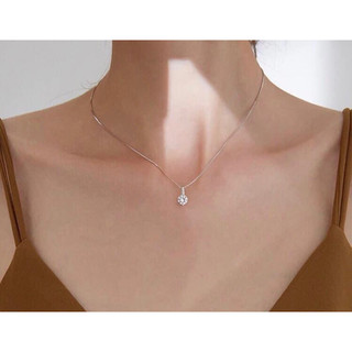 Dây chuyền SK39 nữ bạc ta LoPa dáng dây trơn mặt ổ đá hơi dài nhẹ nhàng xinh xắn