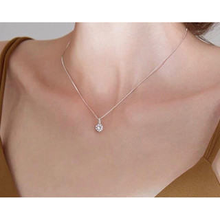 Dây chuyền SK39 nữ bạc ta LoPa dáng dây trơn mặt ổ đá hơi dài nhẹ nhàng xinh xắn
