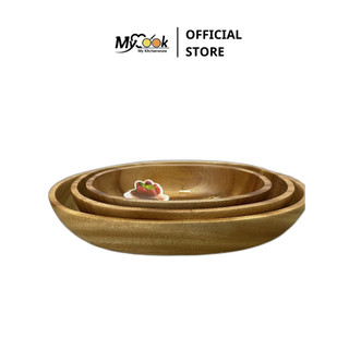 Đĩa gỗ khay gỗ oval lòng sâu MyCook đựng đồ ăn, trái cây, salad, bộ đĩa gỗ decor, trang trí