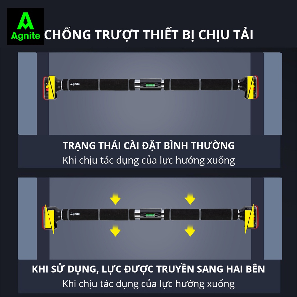 [Loại cao cấp] Xà đơn mút dài gắn cửa chính hãng AGNITE, có thước thủy cân bằng, thiết kế thép chịu lực - ER092/ER093