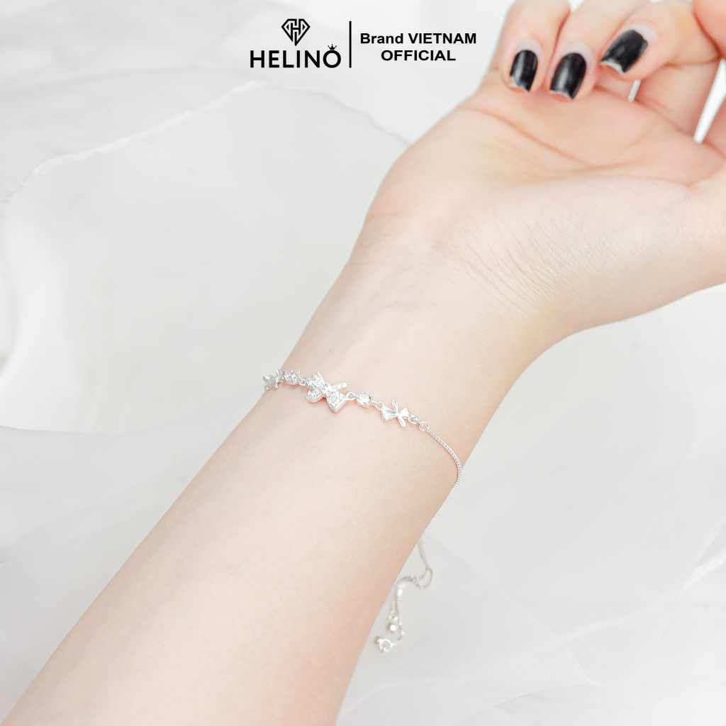Ảnh Lắc tay bạc nữ HELINO dây rút nơ đính đá xinh xắn V20 4
