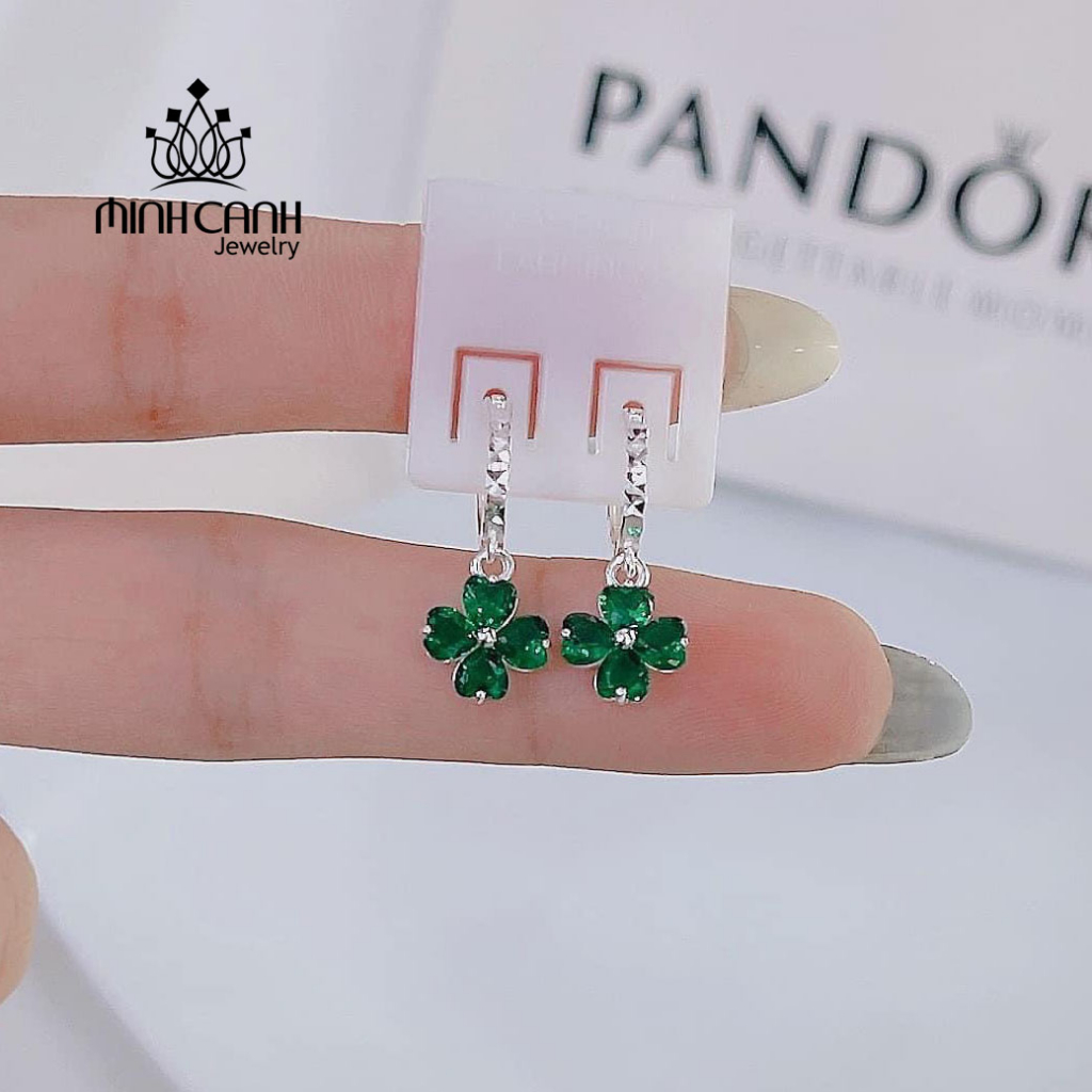 Ảnh Bông Tai Bạc Trẻ Em 4 Lá Treo Nhiều Màu - Minh Canh Jewelry 3