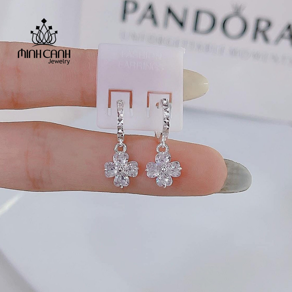 Ảnh Bông Tai Bạc Trẻ Em 4 Lá Treo Nhiều Màu - Minh Canh Jewelry 4