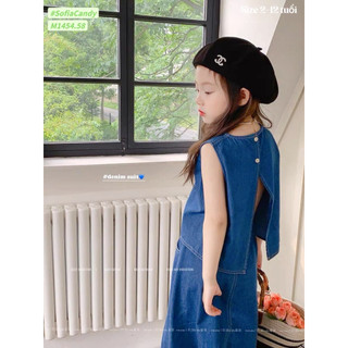 (Ảnh thật) Váy jean bé gái. Set đầm jean cotton phong cách cổ điển, sang trọng bé gái 13-45kg Sofia Candy