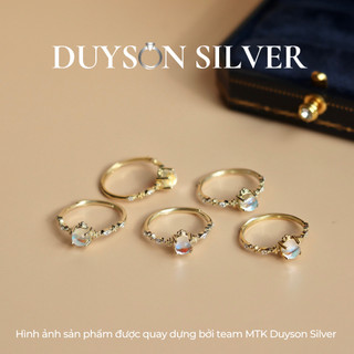 Nhẫn bạc 925 nữ đính đá Moonstone hợp phong thủy không kị mệnh, nhẫn bạc Ý mạ vàng DUYSON SILVER NFXK9