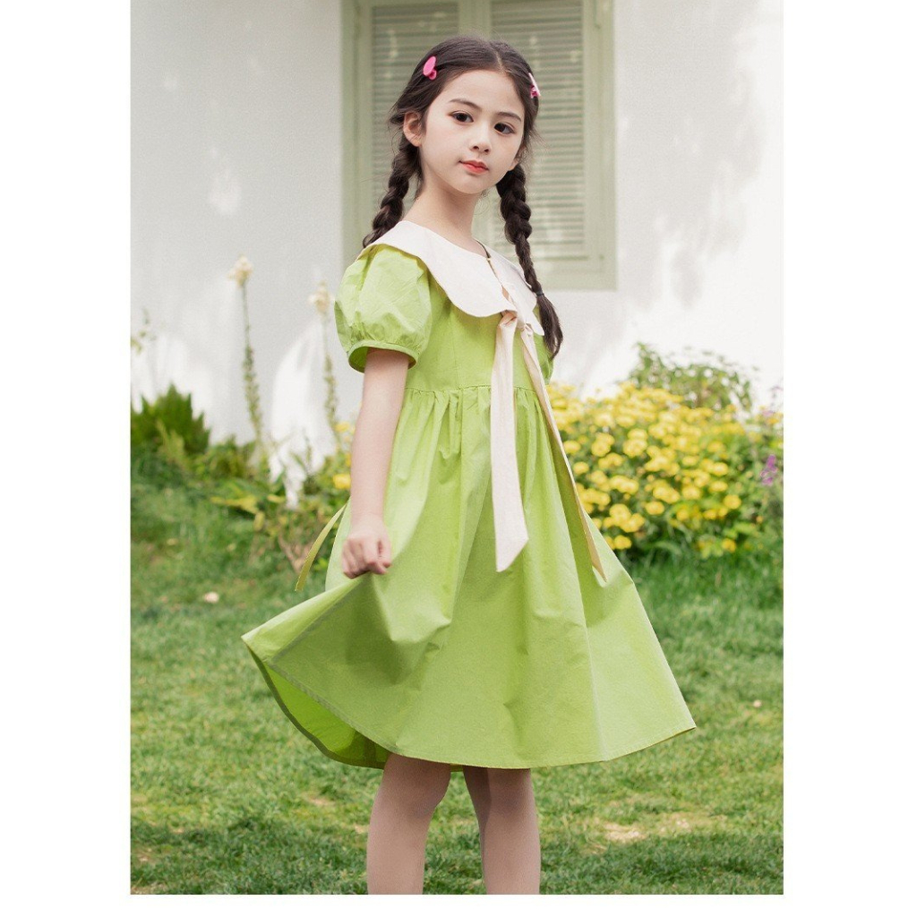 Váy cho bé gái NHẬT HÀ L4 chất thô lụa thiết kế cổ siêu điệu size đại 11-45kg