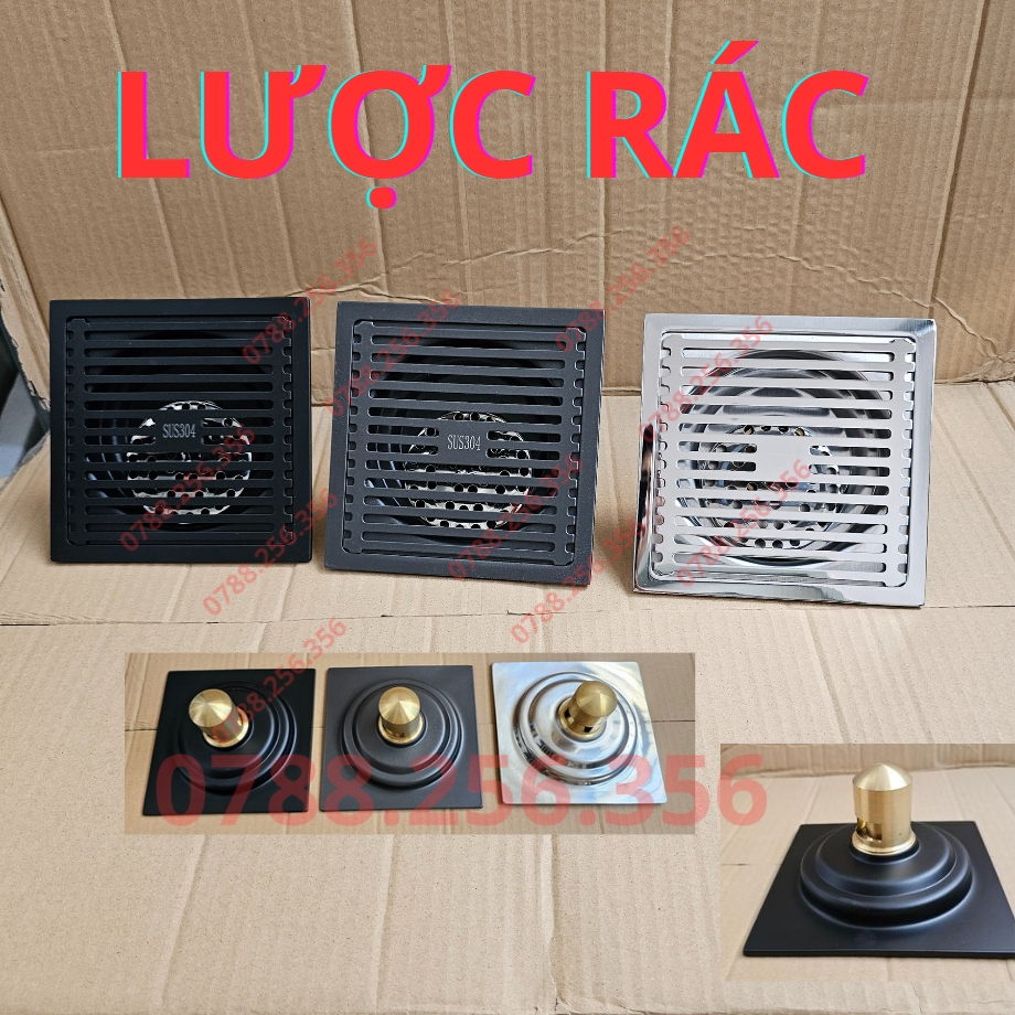 Thoát sàn đúc 15 x 15 cm inox 304 bóng, lược rác thoát sàn inox 304 phi ...