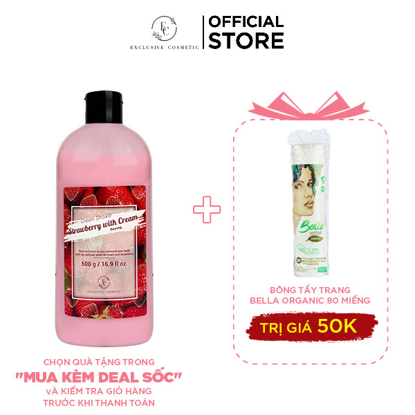 [Mã BMLTB200 giảm đến 100K đơn 499K] Sữa tắm Nuôi Dưỡng Da Exclusive Cosmetic Hương Dâu Strawberry With Cream 500g