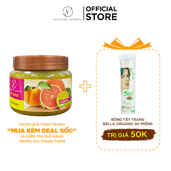 Tẩy Tế Bào Chết Body Trắng Sáng Mềm Mịn Da Cam Chanh Exclusive Cosmetic Grapefruit Lime Apricot 380g