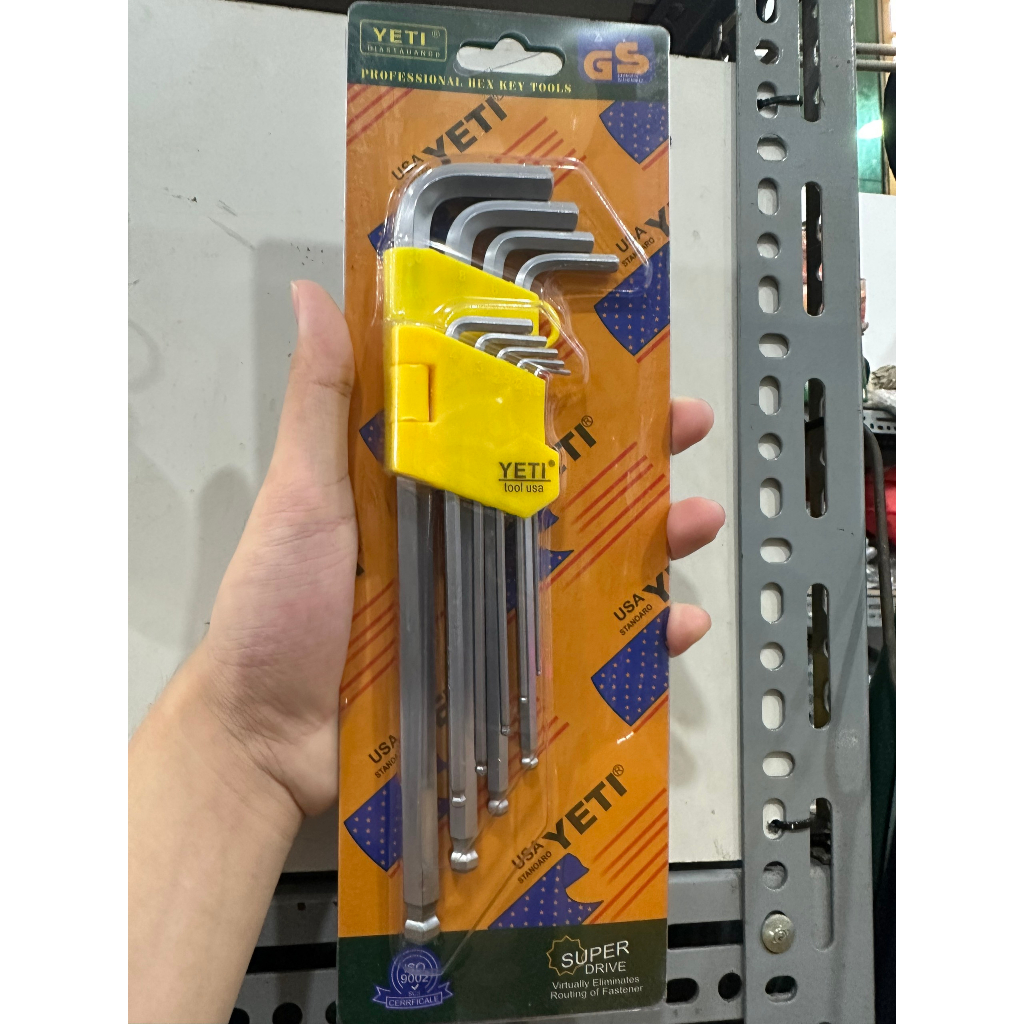 Bộ lục giác bi | bông YETY USA thép Cr-v 9 cây đầu bi 1.5-10mm và hoa thị T10-T50