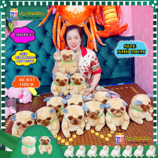 GẤU BÔNG CON CHÓ PUG SIZE NHỎ 20CM RẤT DỄ THƯƠNG CHO BÉ CẦM CHƠI - thú nhồi bông đồ chơi doll toy búp bê