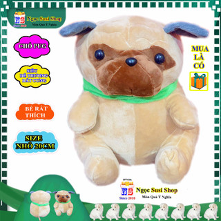 GẤU BÔNG CON CHÓ PUG SIZE NHỎ 20CM RẤT DỄ THƯƠNG CHO BÉ CẦM CHƠI - thú nhồi bông đồ chơi doll toy búp bê