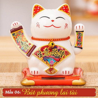 Mèo Thần Tài Vẫy Tay Năng Lượng Mặt Trời Phát Tài Phát Lộc Gốm Sứ Cao Cấp