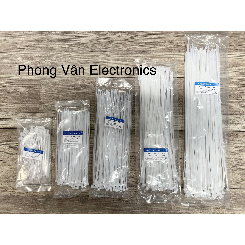 Dây rút nhựa trắng trong loại dày (bịch 70 sợi) KT: 4x150, 4x200, 5x250, 5x300