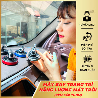 Máy bay năng lượng mặt trời kèm sáp thơm ô tô, trang trí taplo xe, decor bàn học, bàn làm việc