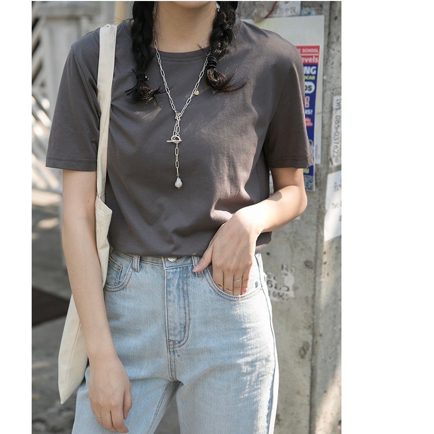 Áo phông nữ trơn tay ngắn JULY, áo thun trơn cotton nữ chất đẹp mềm phom Basic thời trang