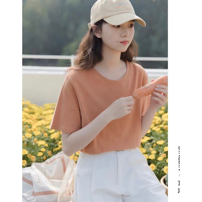 Áo phông nữ trơn tay ngắn JULY, áo thun trơn cotton nữ chất đẹp mềm phom Basic thời trang