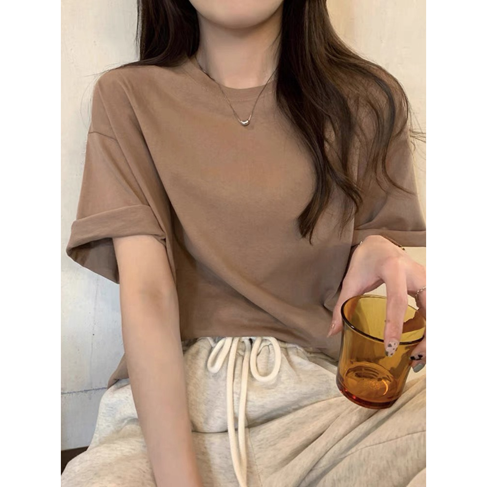 Áo phông nữ trơn tay ngắn JULY, áo thun trơn cotton nữ chất đẹp mềm phom Basic thời trang