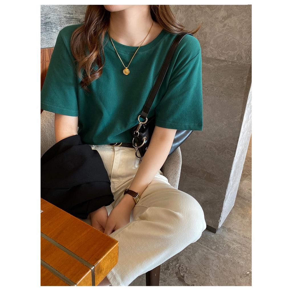 Áo phông nữ trơn tay ngắn JULY, áo thun trơn cotton nữ chất đẹp mềm phom Basic thời trang