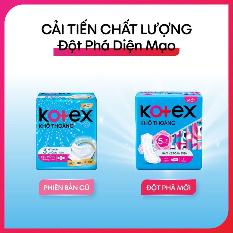 Combo 8 gói băng vệ sinh Kotex Gardenia Deo+ - Hoa Anh Đào Mặt Bông siêu mỏng 23cm 6 miếng