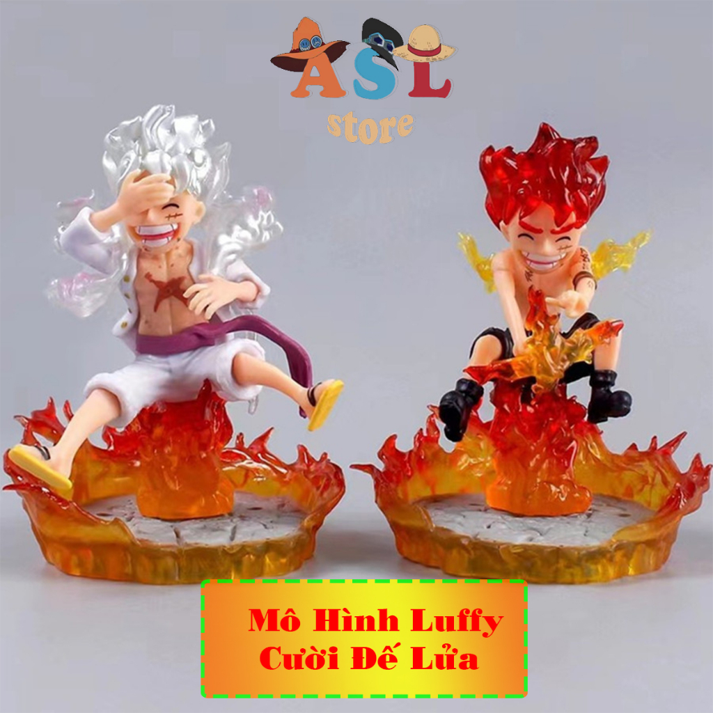 Mô hình One Piece Luffy gear 5 ngồi cười đế lửa cao 10cm cực dễ thương ...