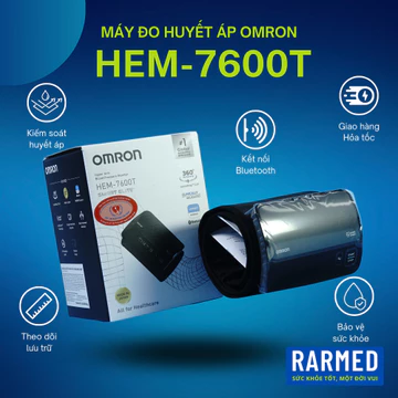 Máy đo huyết áp Omron HEM-7600T cổ tay - Nhật Bản sản xuất - Thông minh, kết nối ứng dụng bluetooth